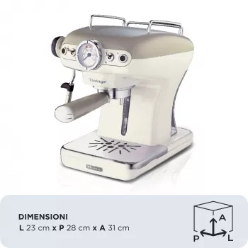 Ariete 1389 Vintage Espressomaschine - Espressomaschine für gemahlenen Kaffee oder ESE-Pads, in pastellbeiger Farbe
