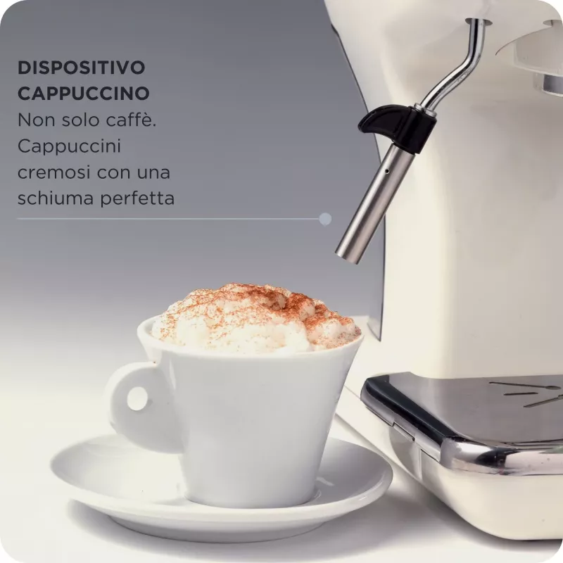 Ariete 1389 Vintage Espressomaschine - Espressomaschine für gemahlenen Kaffee oder ESE-Pads, in pastellbeiger Farbe