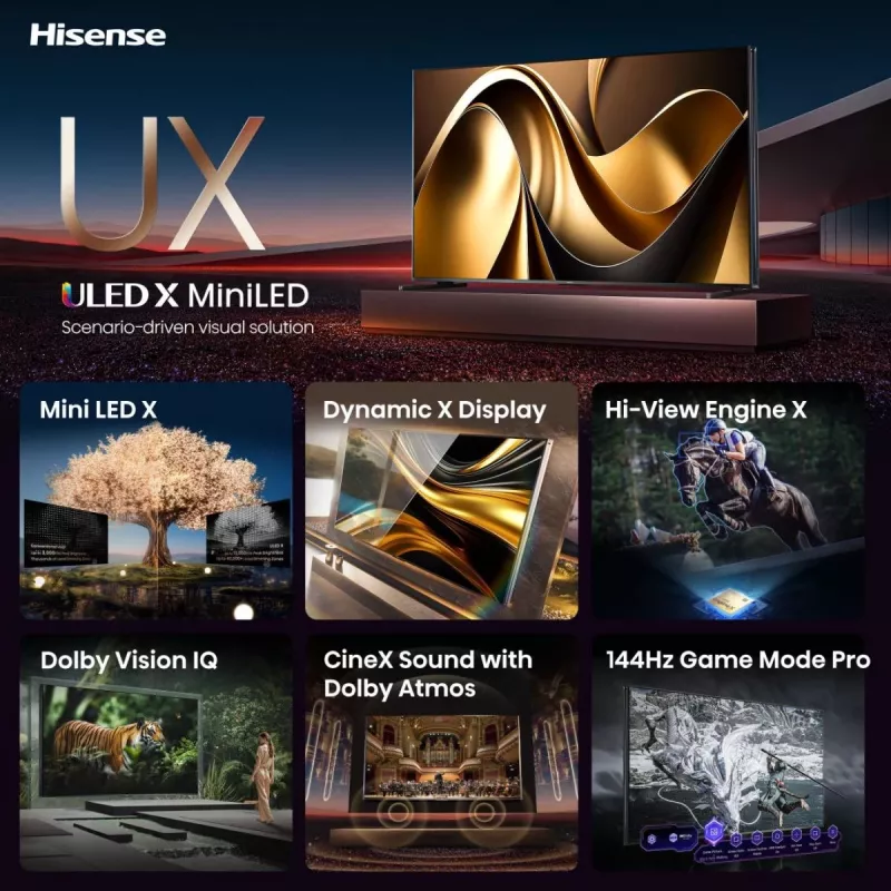 Hisense 85UXNQ 2,16 m (85 Zoll) 4K Ultra HD Smart TV Wi-Fi Schwarz, Grau 700 cd/m²