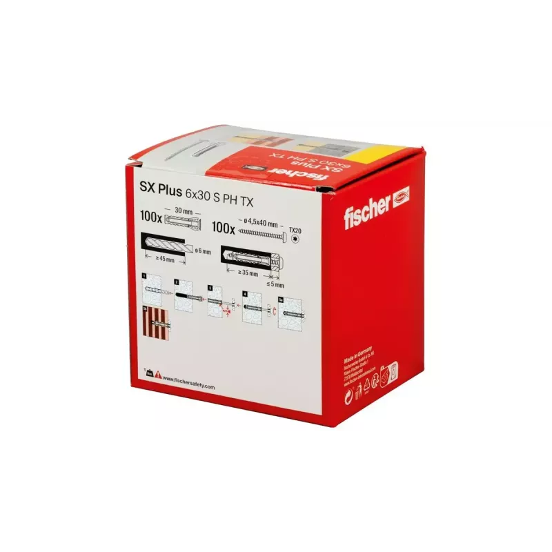 Schrauben- und Dübelset Fischer 567935 100 Stück Nylon 6 mm Bohrloch