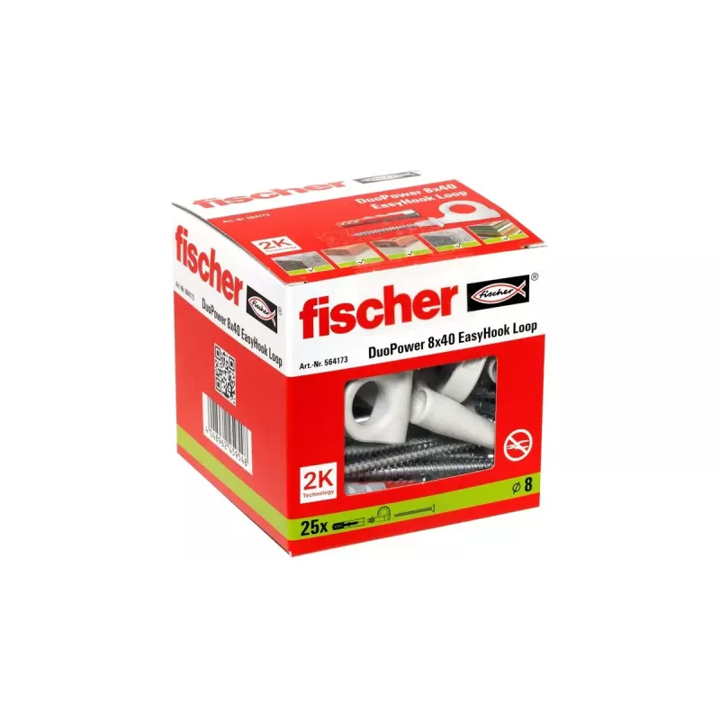 Schraubhaken- und Dübelset Fischer 564173 25 Stück Kunststoff 8 mm