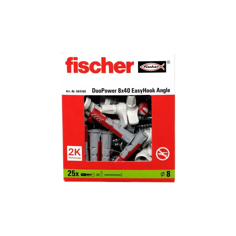 Schraubhaken- und Dübelset Fischer 564169 25 Stück Kunststoff 8 mm