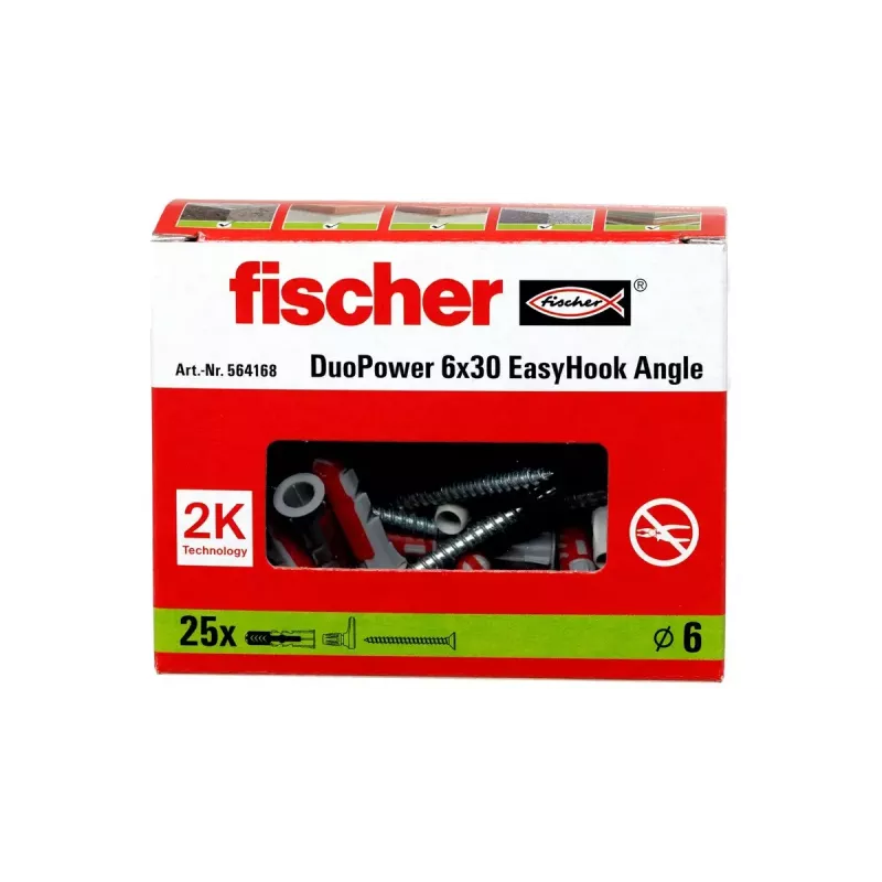 Schraubhaken- & Dübelset Fischer 564168 25 Stück 6 mm Bohrloch