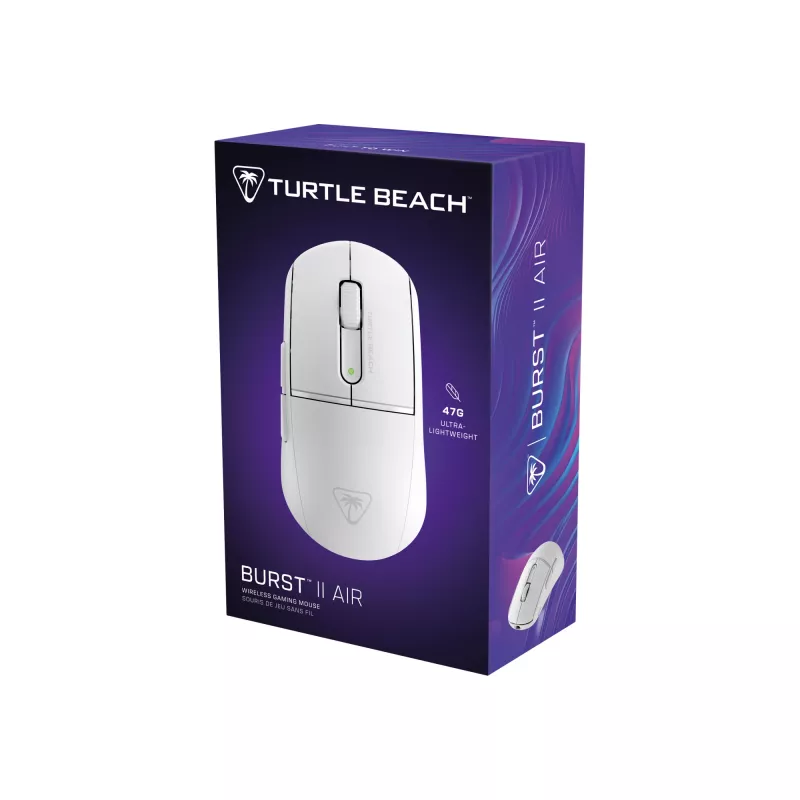 Turtle Beach Burst II Air White – 2.4GHz Wireless Gaming-Maus: 47g Ultraleicht, optische Switches, 26K DPI optischer Sensor, Bluetooth, 120h Akku
