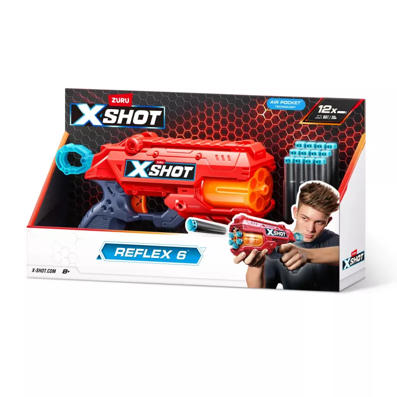 Spielzeug-Blaster ZURU XSHOT Excel Reflex 6 Blaster 12 Darts Mehrfarbig