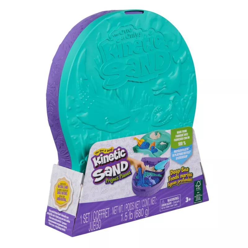 Kinder-Kinetic-Sand Spinmaster Project Planet Deep Sea — 680 g Spielsand mit Meeresbewohner-Werkzeugen, mehrfarbig