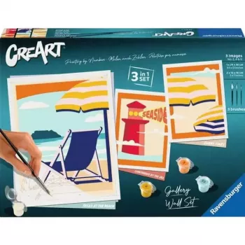 Ravensburger Malset CreArt Gallery Wall Set 'Am Strand' 23901 — Malaktivitätsset mit Rahmenpaneelen