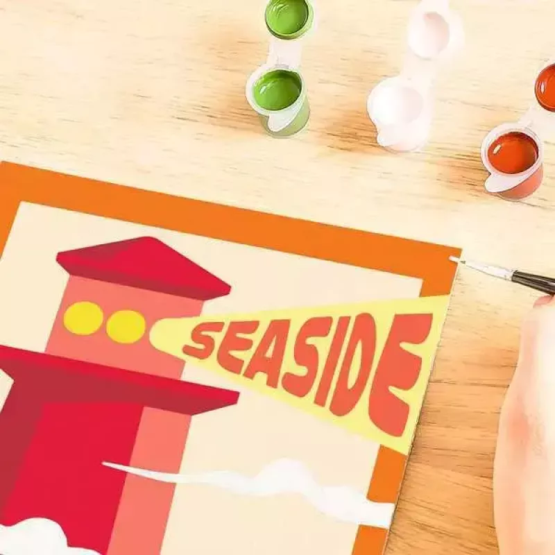 Malset Ravensburger CreArt – Leuchtturm am Meer, kreatives Malen-nach-Zahlen-Set