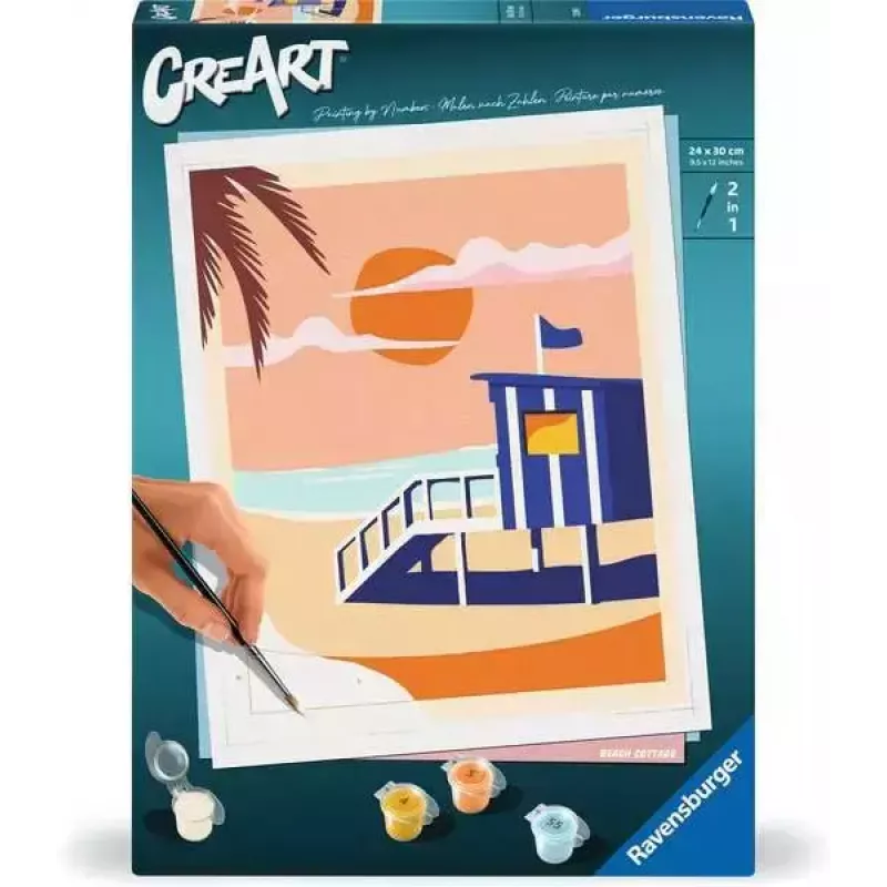 Malset Ravensburger CreArt Beach - Cottage, Modell 23896, enthält Leinwand und Farben