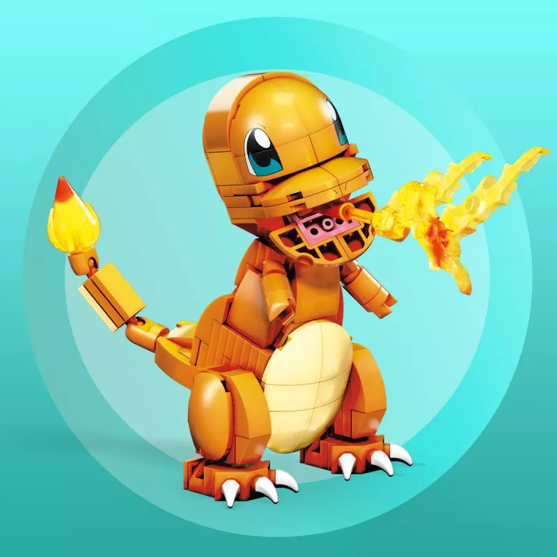 MEGA Pokémon Build & Show Charmander Spielzeug-Bauset, 10 cm hoch,