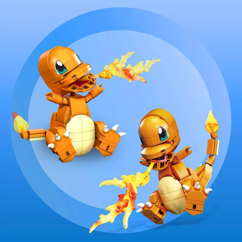 MEGA Pokémon Build & Show Charmander Spielzeug-Bauset, 10 cm hoch,