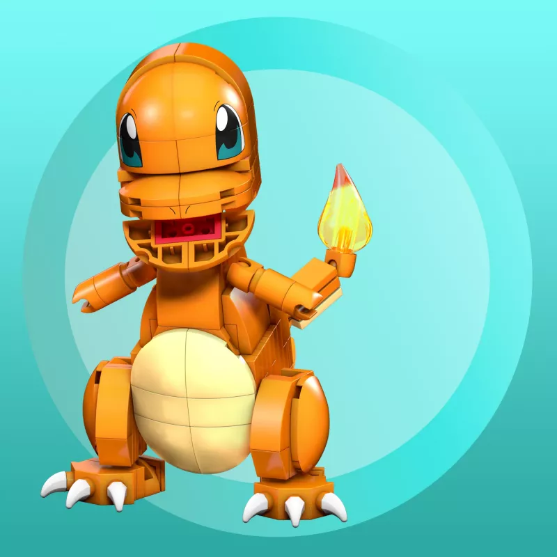 MEGA Pokémon Build & Show Charmander Spielzeug-Bauset, 10 cm hoch,