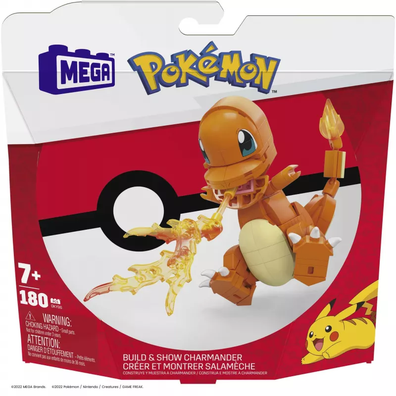 MEGA Pokémon Build & Show Charmander Spielzeug-Bauset, 10 cm hoch,