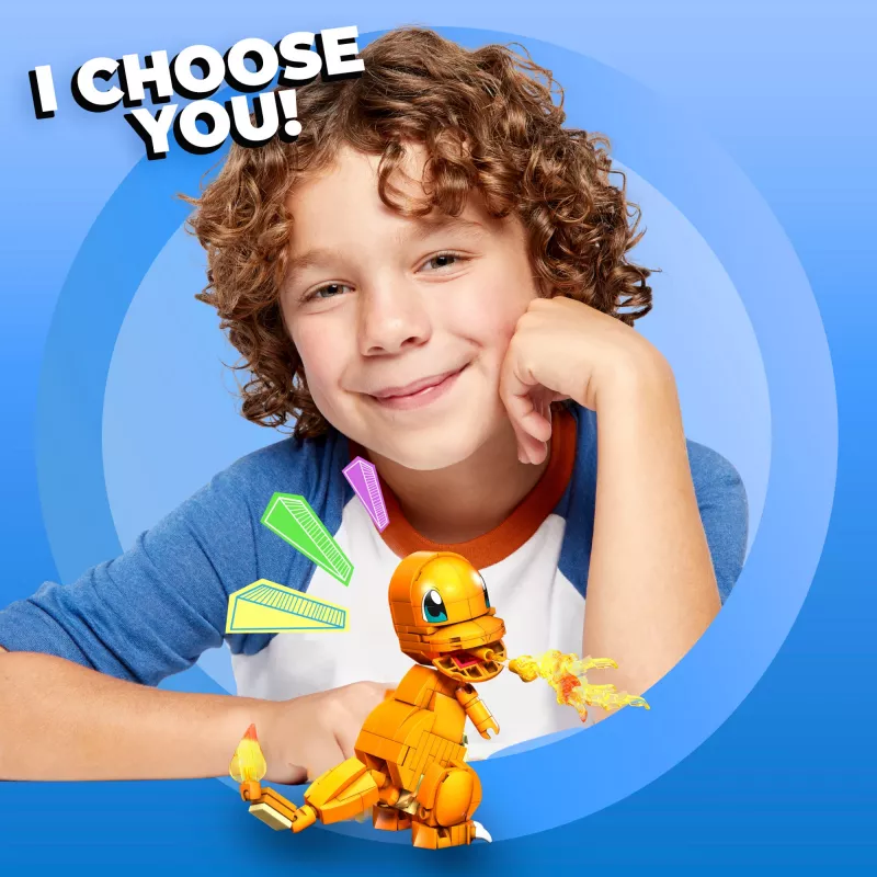 MEGA Pokémon Build & Show Charmander Spielzeug-Bauset, 10 cm hoch,