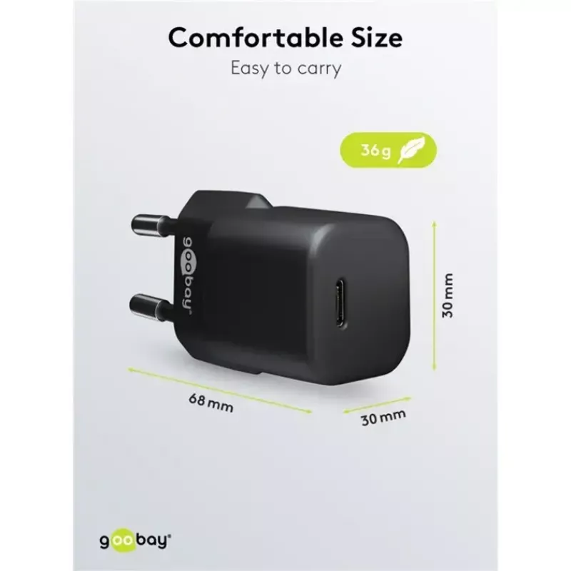 GOOBAY Ladegerät 64574 30W USB‑C PD auf Apple Lightning Kabel 1 m, Schwarz