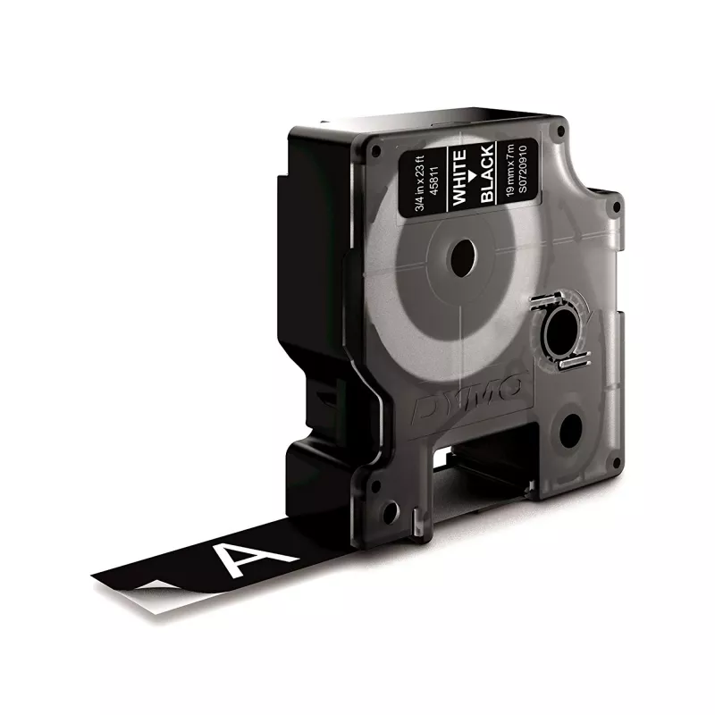 Authentische DYMO D1-Etiketten | Weißer Druck auf schwarzem Band | 19 mm x 7 m | Selbstklebende Etiketten für LabelManager-Etikettendrucker | Hergestellt in Europa