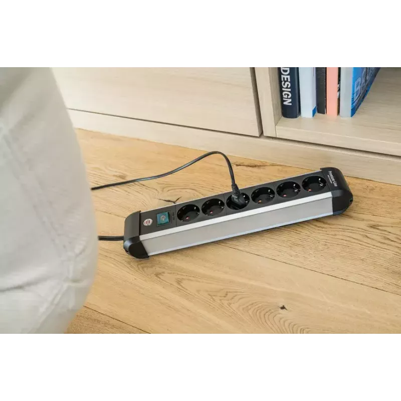 Power-Verlängerung Brennenstuhl 1391030600 3m 6 AC-Steckdosen Innenbereich Schwarz Silber