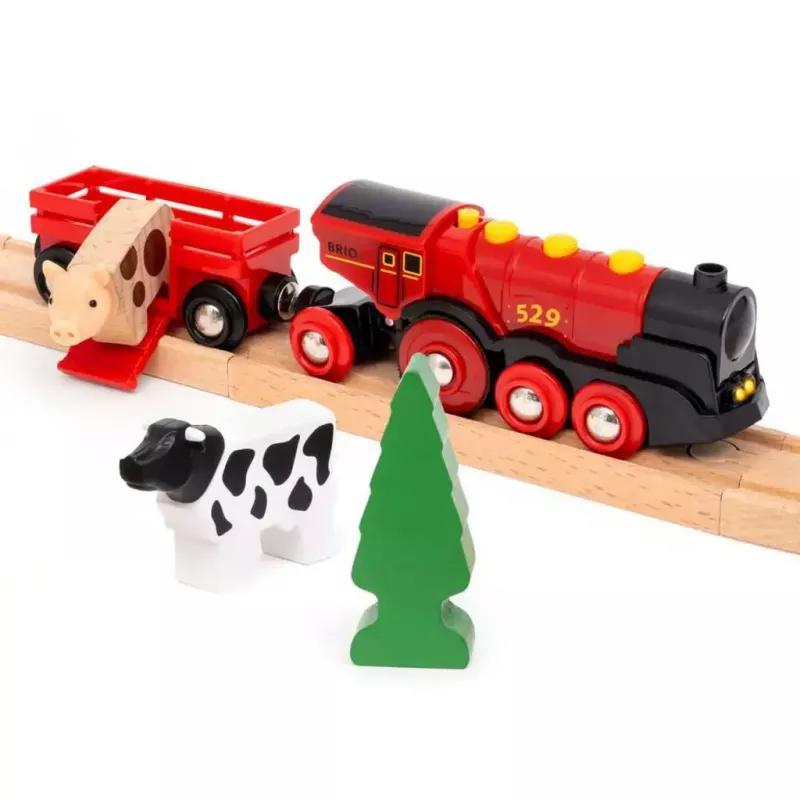 Ravensburger BRIO World Rote Lola Bauernhof Zug-Set – Holzspielzeug-Zugset
