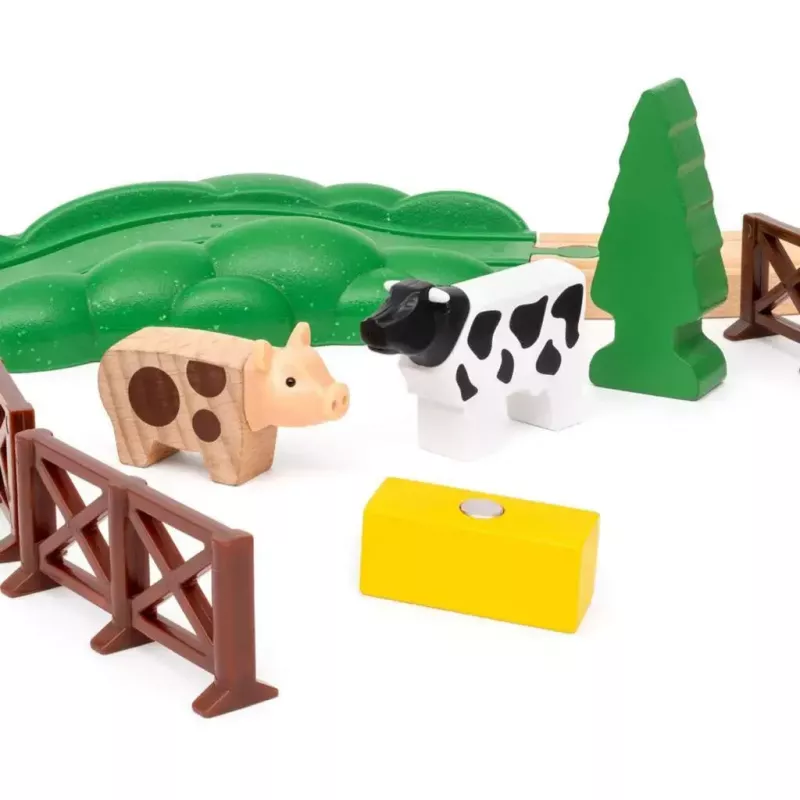 Ravensburger BRIO World Rote Lola Bauernhof Zug-Set – Holzspielzeug-Zugset