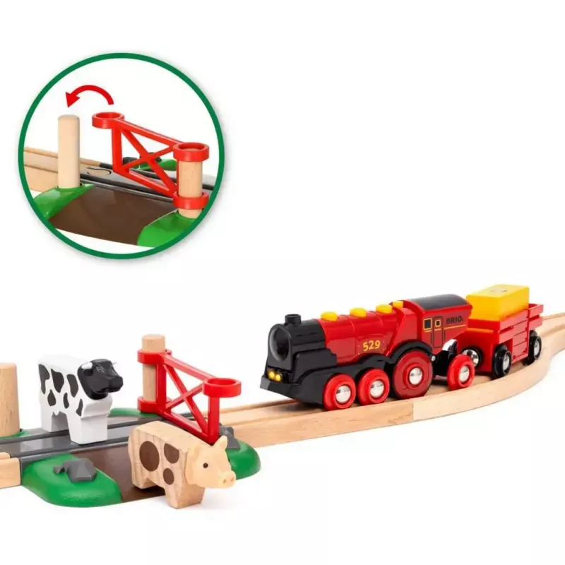 Ravensburger BRIO World Rote Lola Bauernhof Zug-Set – Holzspielzeug-Zugset