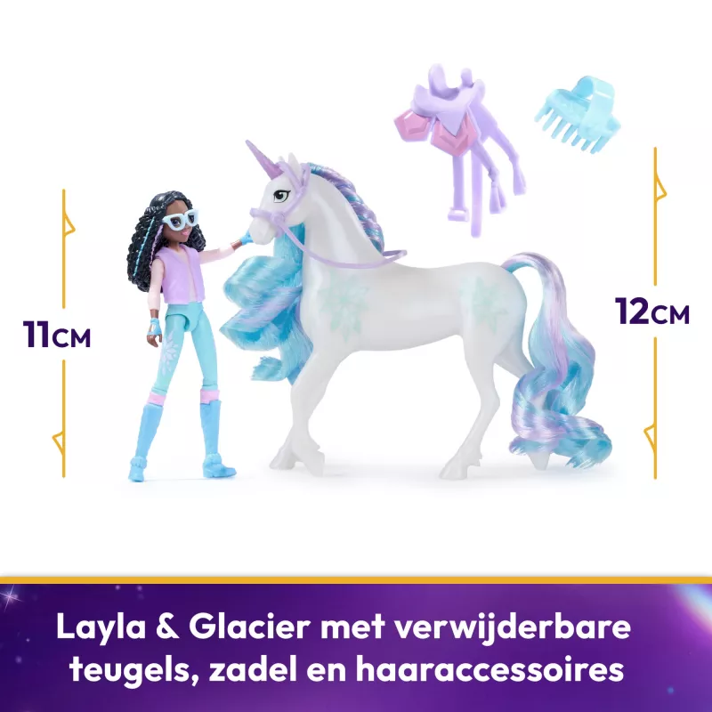 Unicorn Academy, Layla & Glacier mit 2 Zubehörteilen & Haarwerkzeug, Puppen & Einhorn-Spielzeug für Mädchen ab 4 Jahren