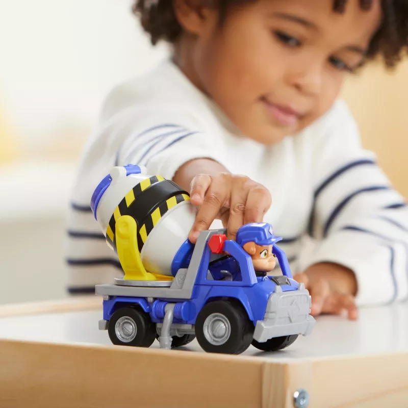 Rubble & Crew, Mix’s Betonmischer-Spielzeug-LKW mit Actionfigur und beweglichen Bauteilen, Spielzeug für Kinder ab 3 Jahren