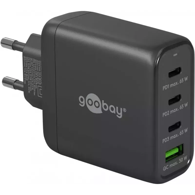 Goobay Ladegerät 64819 AC-Schnellladegerät für den Innenbereich Schwarz 3 USB Type-C