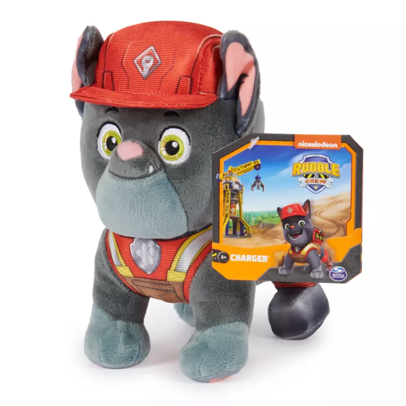 Rubble & Crew, Premium-Plüschtiere, 18 cm Charger-Plüschtier in Bauarbeiter-Uniform, Spielzeug für Jungen & Mädchen ab 3 Jahren