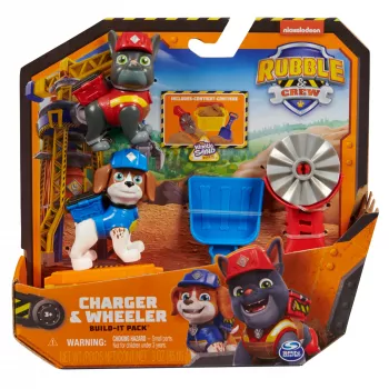 Rubble & Crew, Charger & Wheeler Action-Figuren, mit Kinetic Build-It Sand & 2 Bauwerkzeugen, PAW Patrol Spielzeug für Jungen & Mädchen ab 3 Jahren