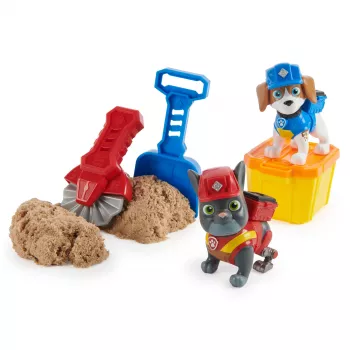 Rubble & Crew, Charger & Wheeler Action-Figuren, mit Kinetic Build-It Sand & 2 Bauwerkzeugen, PAW Patrol Spielzeug für Jungen & Mädchen ab 3 Jahren