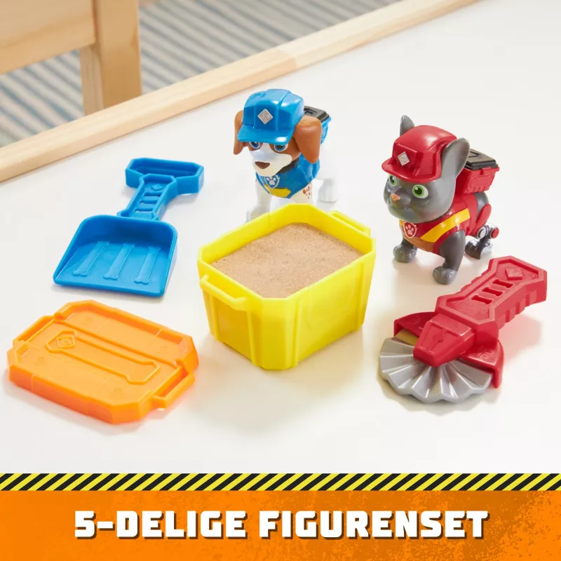 Rubble & Crew, Charger & Wheeler Action-Figuren, mit Kinetic Build-It Sand & 2 Bauwerkzeugen, PAW Patrol Spielzeug für Jungen & Mädchen ab 3 Jahren