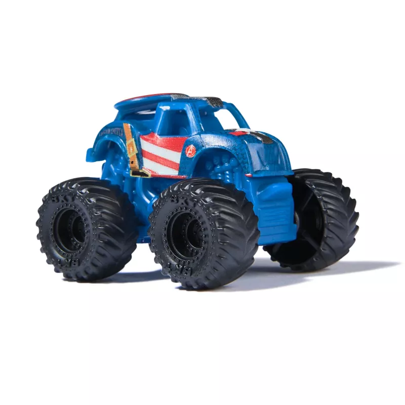 Monster Jam, Marvel Mini Monster Truck 3er-Pack, Schwarz Panther, Captain America, Iron Man Druckguss-Monstertrucks, Maßstab 1:87, Spielzeug für Jungen ab 3 Jahren