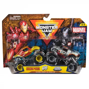 Monster Jam, Marvel Offizieller Iron Man Vs. War Machine Druckguss-Monstertrucks, Maßstab 1:64, Spielzeug für Jungen und Mädchen ab 3 Jahren