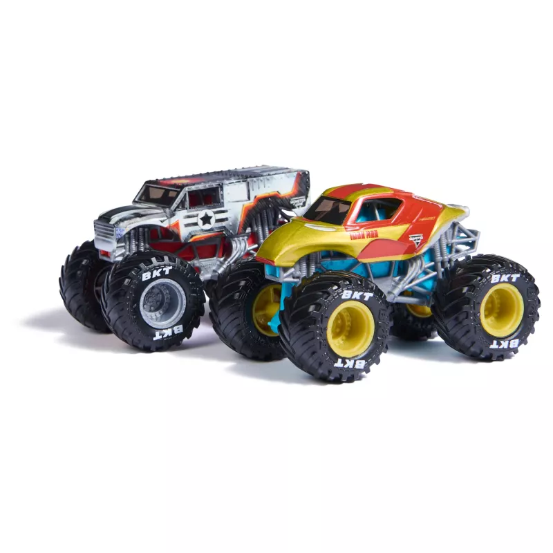 Monster Jam, Marvel Offizieller Iron Man Vs. War Machine Druckguss-Monstertrucks, Maßstab 1:64, Spielzeug für Jungen und Mädchen ab 3 Jahren