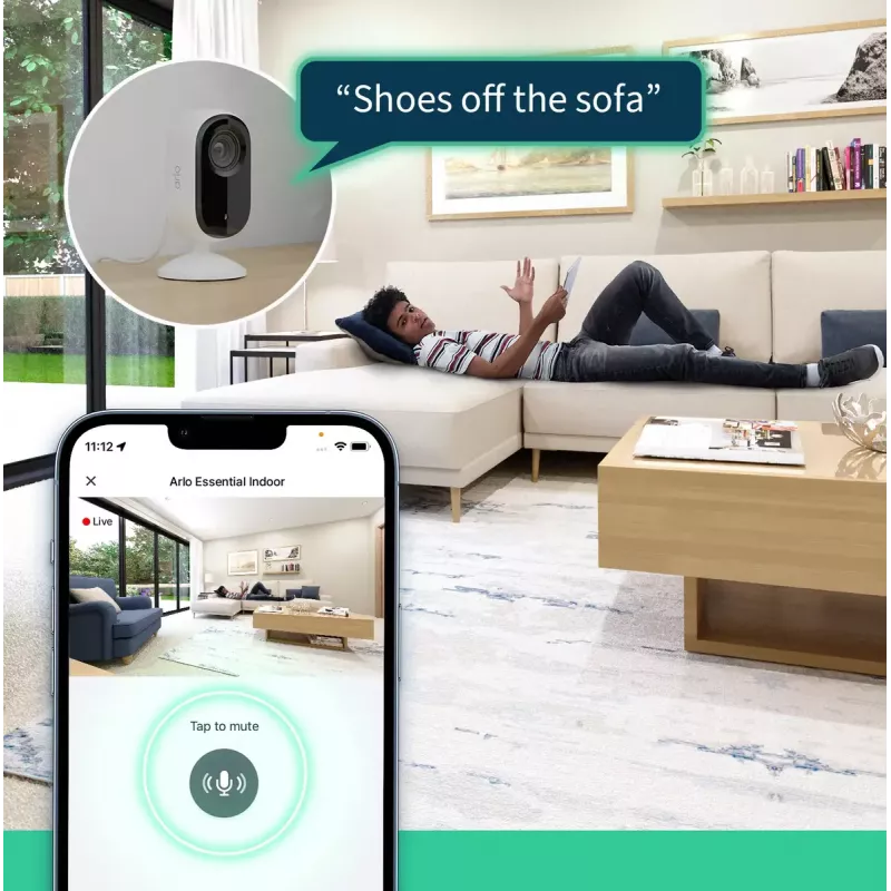 IP-Sicherheitskamera Arlo Essential 2K Indoor Security Camera 2er-Pack kabellos Innenbereich