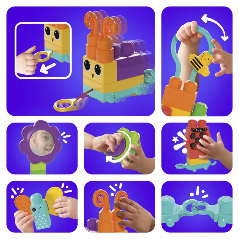 Bauset MEGA BLOKS Move 'n Groove Caterpillar von MATTEL — 30 Teile, Kunststoff, mehrfarbig, ab 1 Jahr