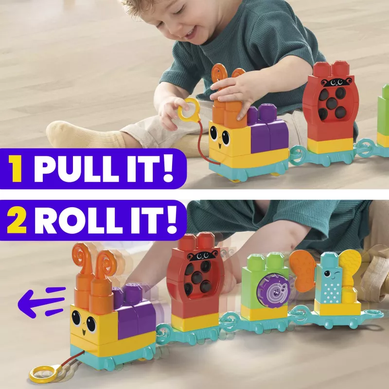 Bauset MEGA BLOKS Move 'n Groove Caterpillar von MATTEL — 30 Teile, Kunststoff, mehrfarbig, ab 1 Jahr