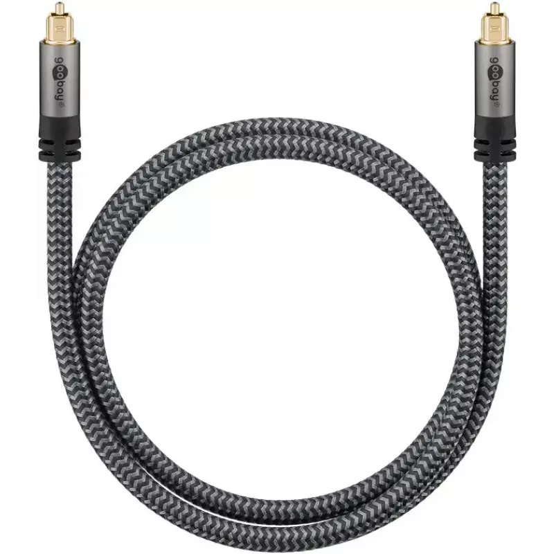 Digitales optisches Audiokabel WENTRONIC Goobay 65305 TOSLINK zu TOSLINK 2 m, Kupfer, vergoldete Kontakte, schwarz/silber