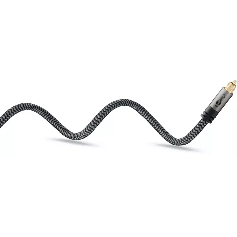 Digitales optisches Audiokabel WENTRONIC Goobay 65305 TOSLINK zu TOSLINK 2 m, Kupfer, vergoldete Kontakte, schwarz/silber