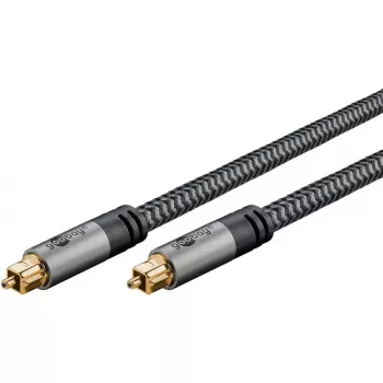 Digitales optisches Audiokabel WENTRONIC Goobay 65305 TOSLINK zu TOSLINK 2 m, Kupfer, vergoldete Kontakte, schwarz/silber