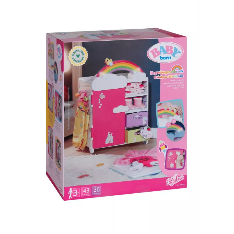 Puppenkleiderschrank zapf creation BABY born Regenbogen-Kleiderschrank — für Puppen, Lichteffekte, benötigt 3×AAA-Batterien, empfohlenes Alter 3+