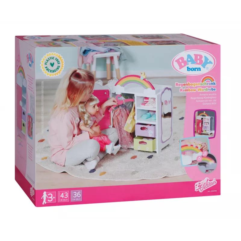 Puppenkleiderschrank zapf creation BABY born Regenbogen-Kleiderschrank — für Puppen, Lichteffekte, benötigt 3×AAA-Batterien, empfohlenes Alter 3+