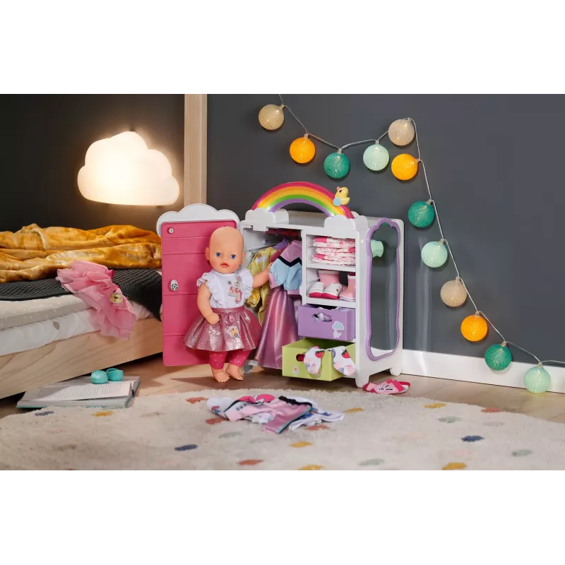 Puppenkleiderschrank zapf creation BABY born Regenbogen-Kleiderschrank — für Puppen, Lichteffekte, benötigt 3×AAA-Batterien, empfohlenes Alter 3+