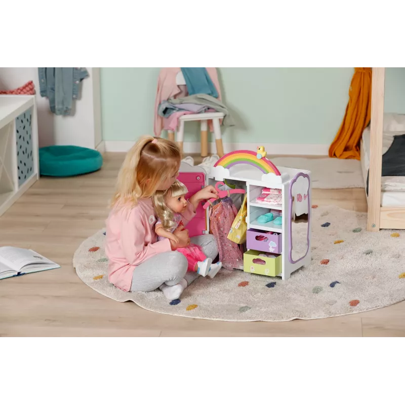 Puppenkleiderschrank zapf creation BABY born Regenbogen-Kleiderschrank — für Puppen, Lichteffekte, benötigt 3×AAA-Batterien, empfohlenes Alter 3+
