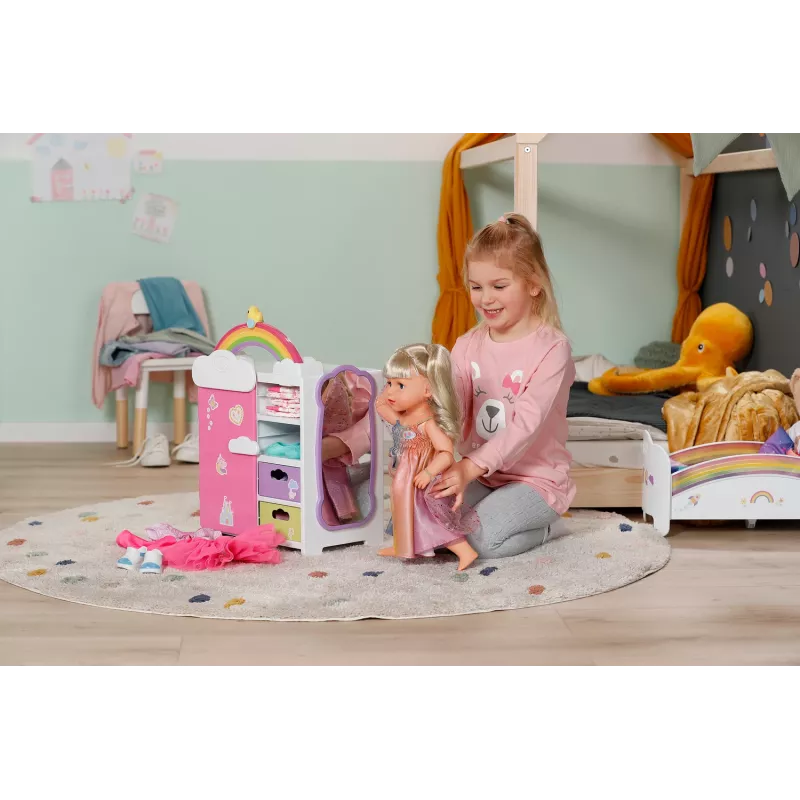 Puppenkleiderschrank zapf creation BABY born Regenbogen-Kleiderschrank — für Puppen, Lichteffekte, benötigt 3×AAA-Batterien, empfohlenes Alter 3+