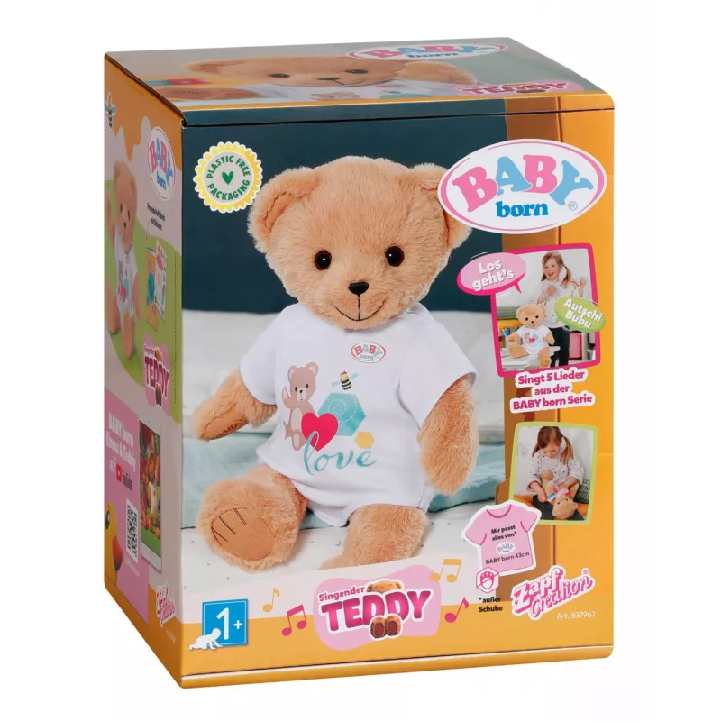 Stofftier zapf creation BABY born Singing Teddy 837962 — Plüsch-Singeteddybär für Puppen