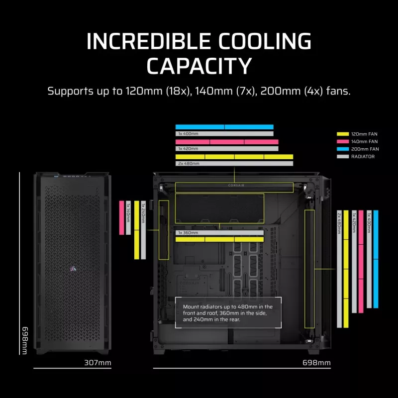 CORSAIR PC-Gehäuse – 9000D RGB Airflow Super Full-Tower