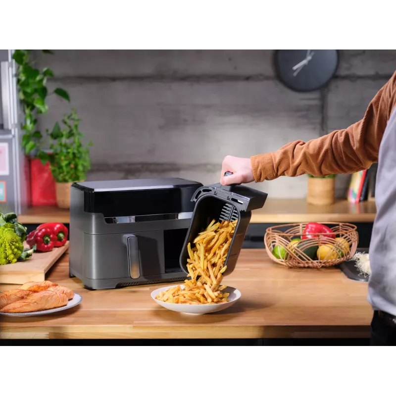 Tefal Dual Easy Fry & Grill EY905B Doppel-8,3-L-Standgerät 2700 W Heißluftfritteuse Grau