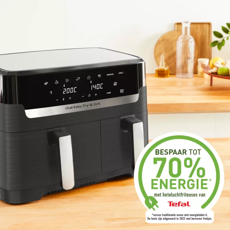 Tefal Dual Easy Fry & Grill EY905B Doppel-8,3-L-Standgerät 2700 W Heißluftfritteuse Grau