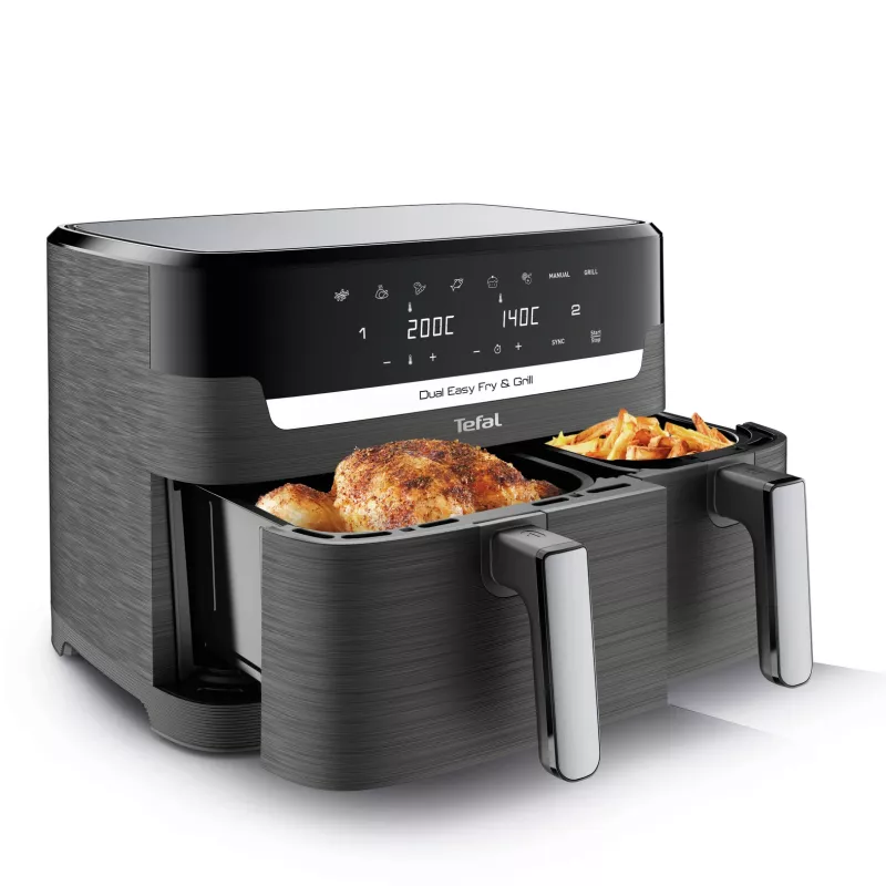 Tefal Dual Easy Fry & Grill EY905B Doppel-8,3-L-Standgerät 2700 W Heißluftfritteuse Grau